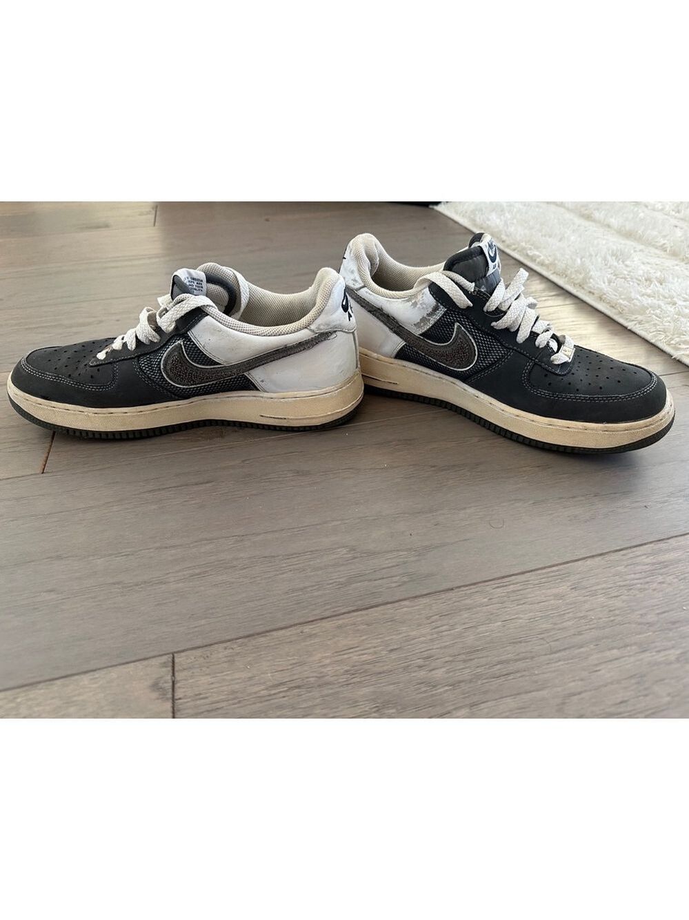 Nike Air Force 1 Men's Navy Blue White Leather Sneakers Size 9.5